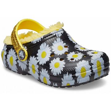 Crocs Classic Bélelt Vacay Vibes Klumpa Lány Fekete Fehér | HU 1473JPQJ